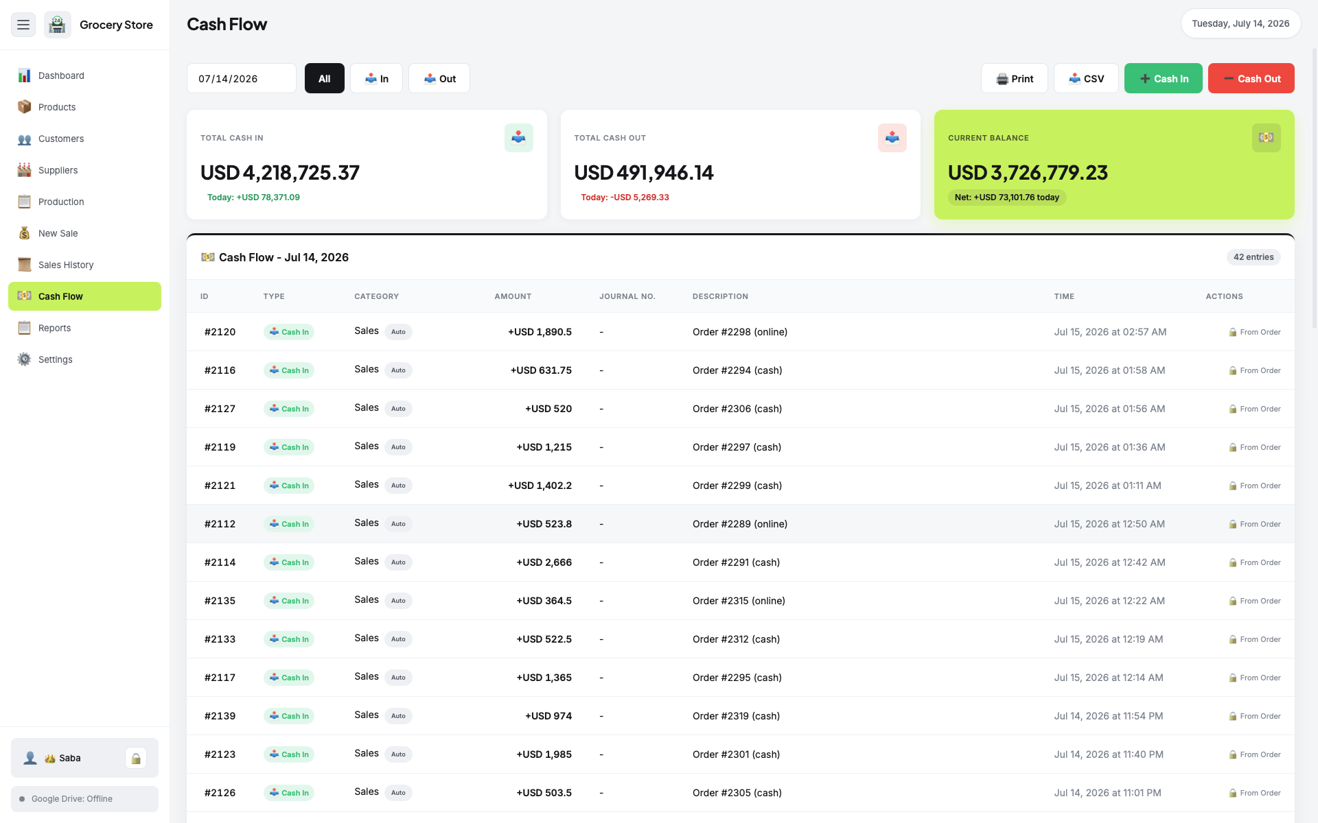 Comprehensive Cash Flow screenshot 1